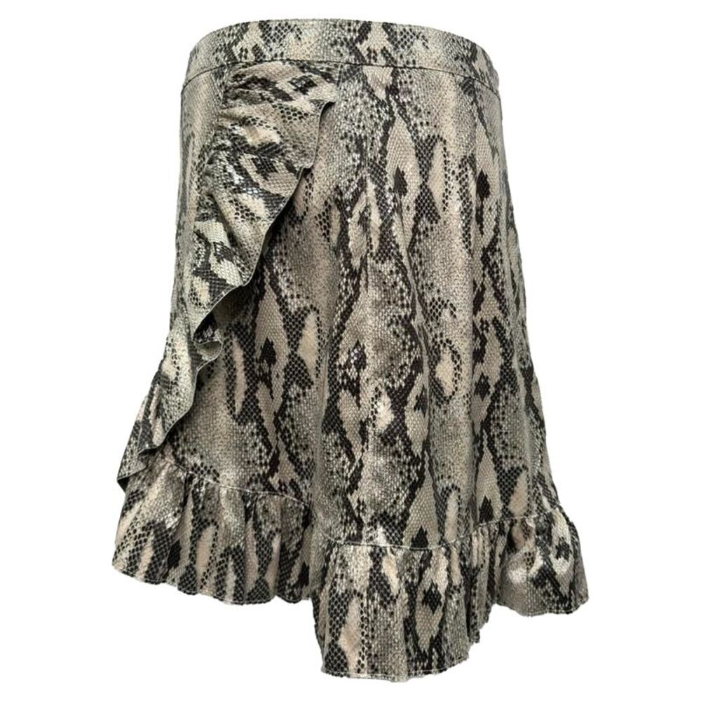 MSGM Snakeskin-Print Ruffled Mini Skirt in Grey Polyester